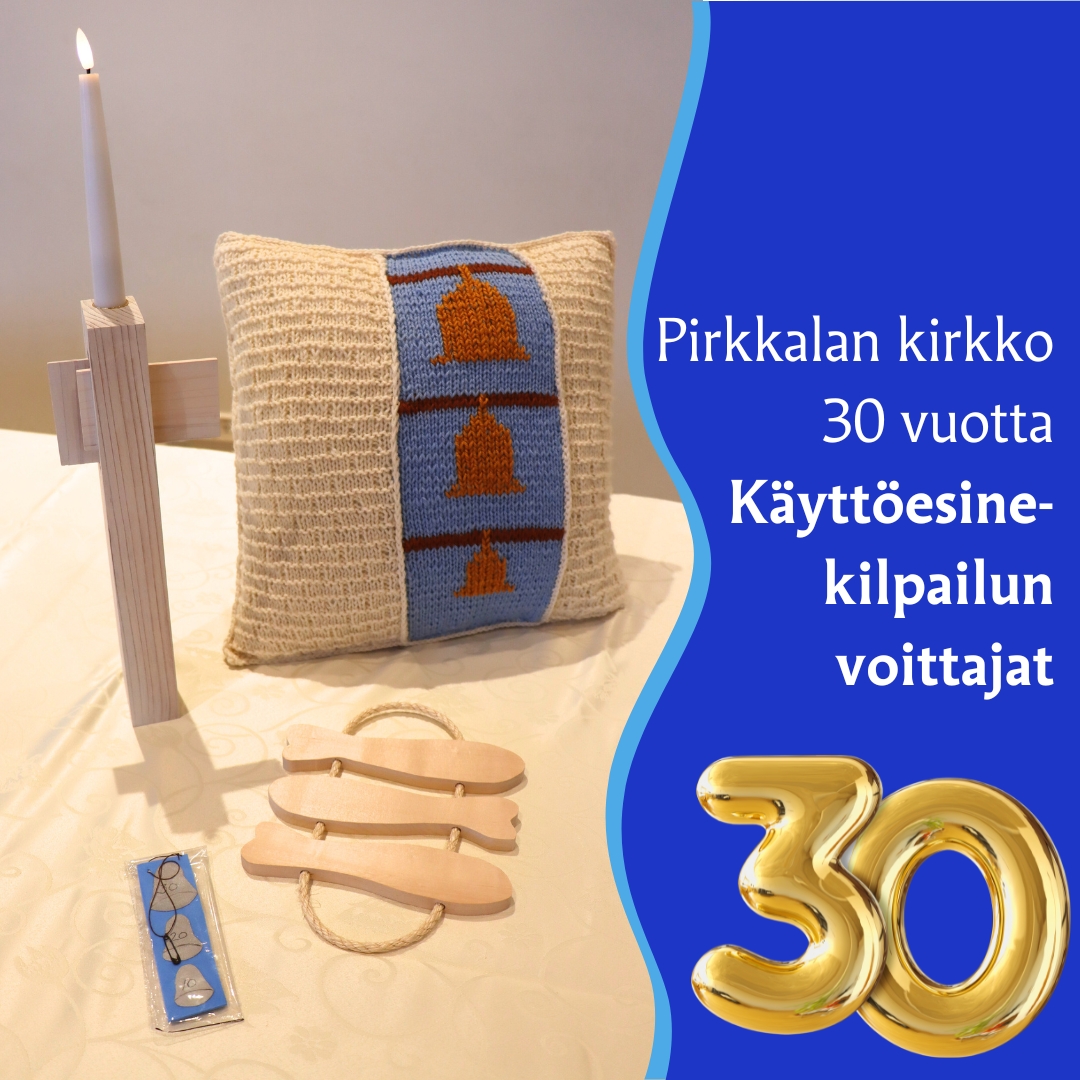Kolme voittajaa ja kunniapalkinnon saanut työ.
