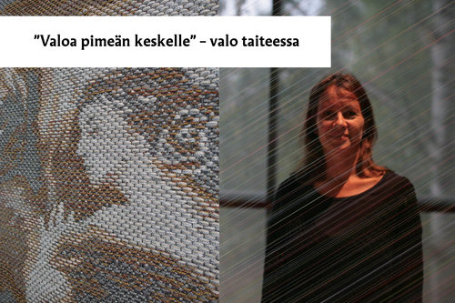 Taitelija Outi Martikainen sekä hänen teoksensa.