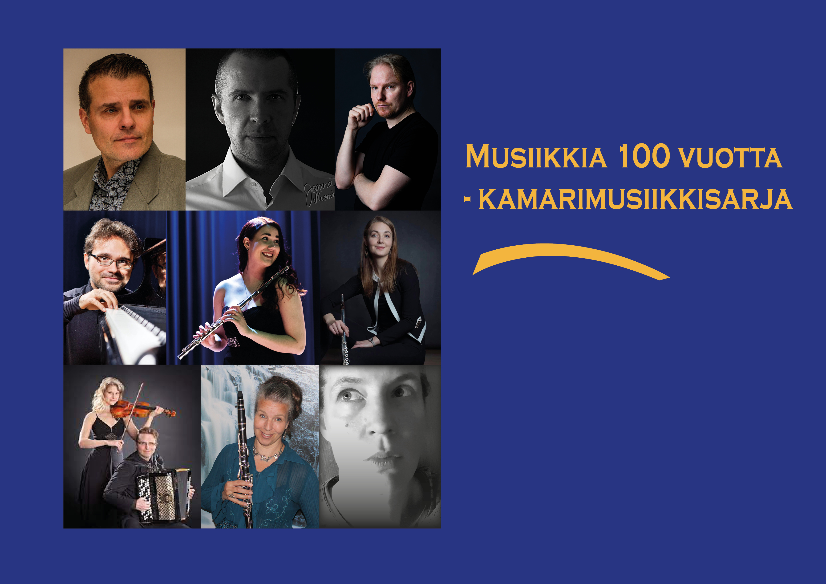 Kamarimusiikkisarja esiintyjien kuvia.