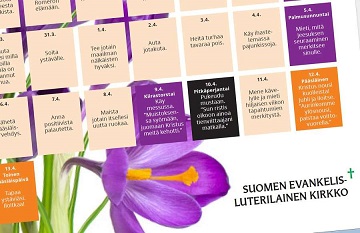 Kuvakaappaus Kirkkohallituksen paastokalenterista.
